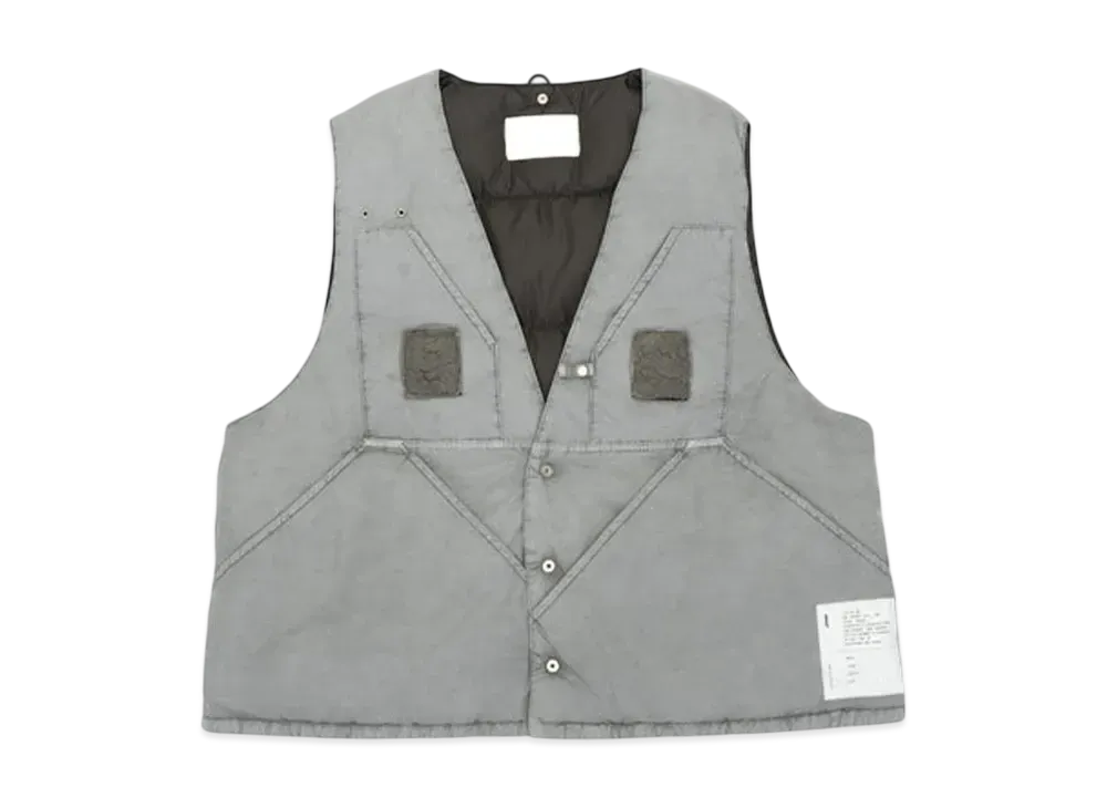 Graphpaper Hand-Dyed Fishing Down Vest "Grey"