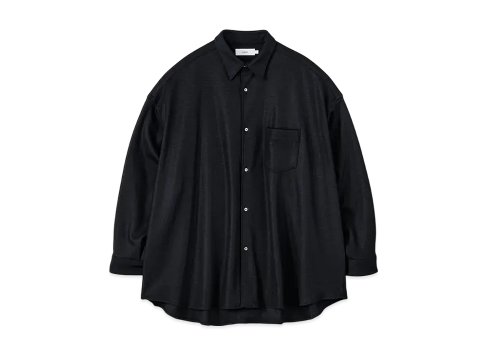 Graphpaper Wool Smooth Flannel Oversized Regular Collar Shirt "Black"