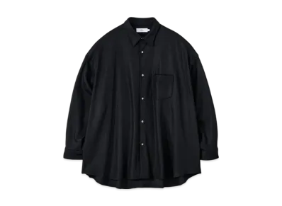 Graphpaper Wool Smooth Flannel Oversized Regular Collar Shirt "Black"