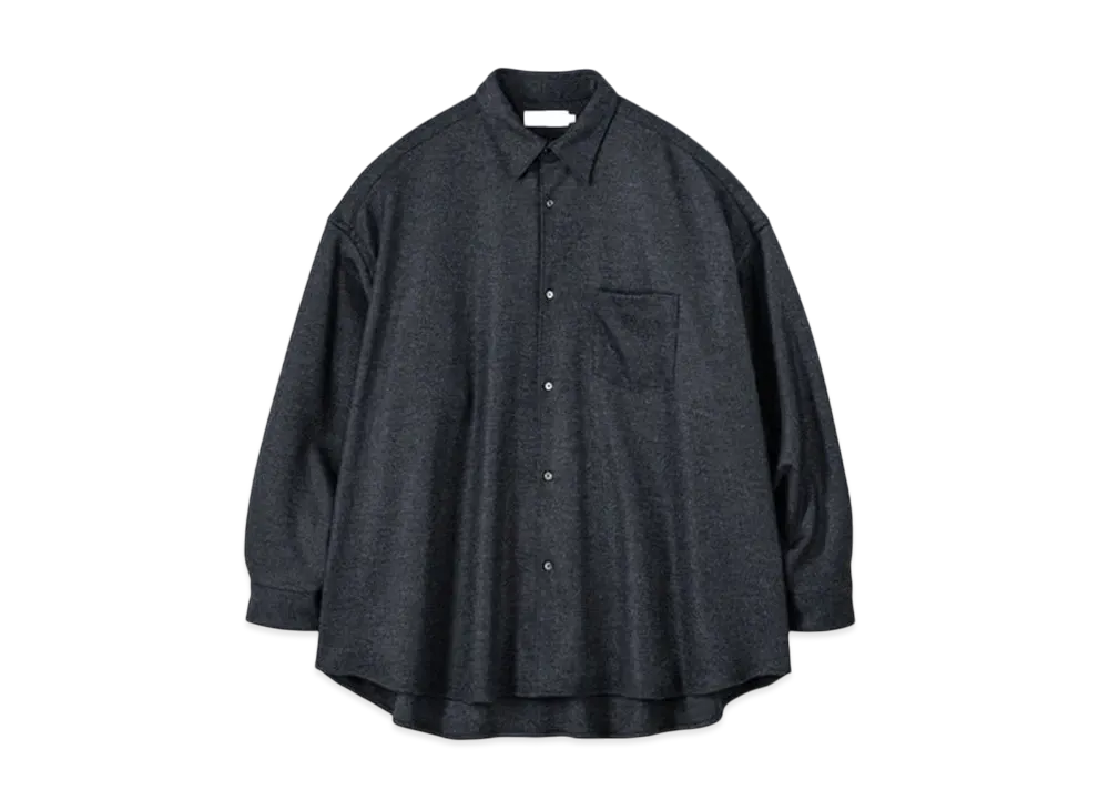 Graphpaper Wool Smooth Flannel Oversized Regular Collar Shirt "Grey"