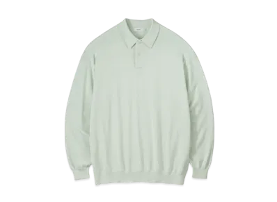 Graphpaper Suvin High Gauge Knit Oversized L/S Polo "Pale Green"