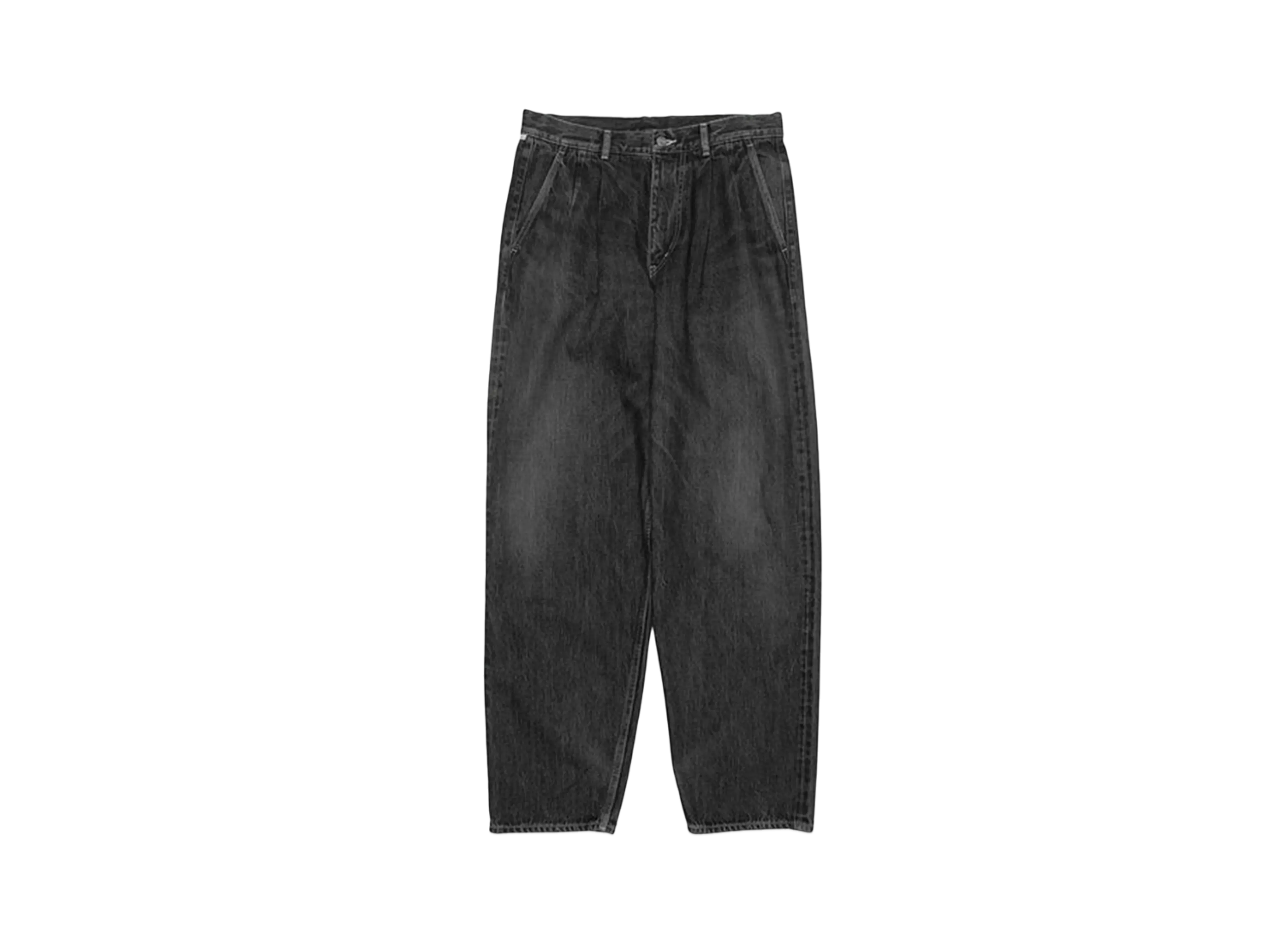 Graphpaper Selvage Denim Two Tuck Tapered Pants -Dark Fade- "Black"