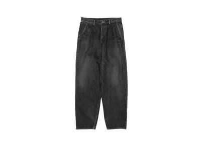 Graphpaper Selvage Denim Two Tuck Tapered Pants -Dark Fade- "Black"