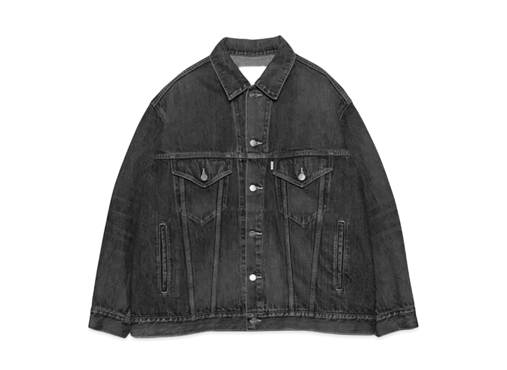 Graphpaper Selvage Denim Trucker Jacket-Dark Fade- "Black"