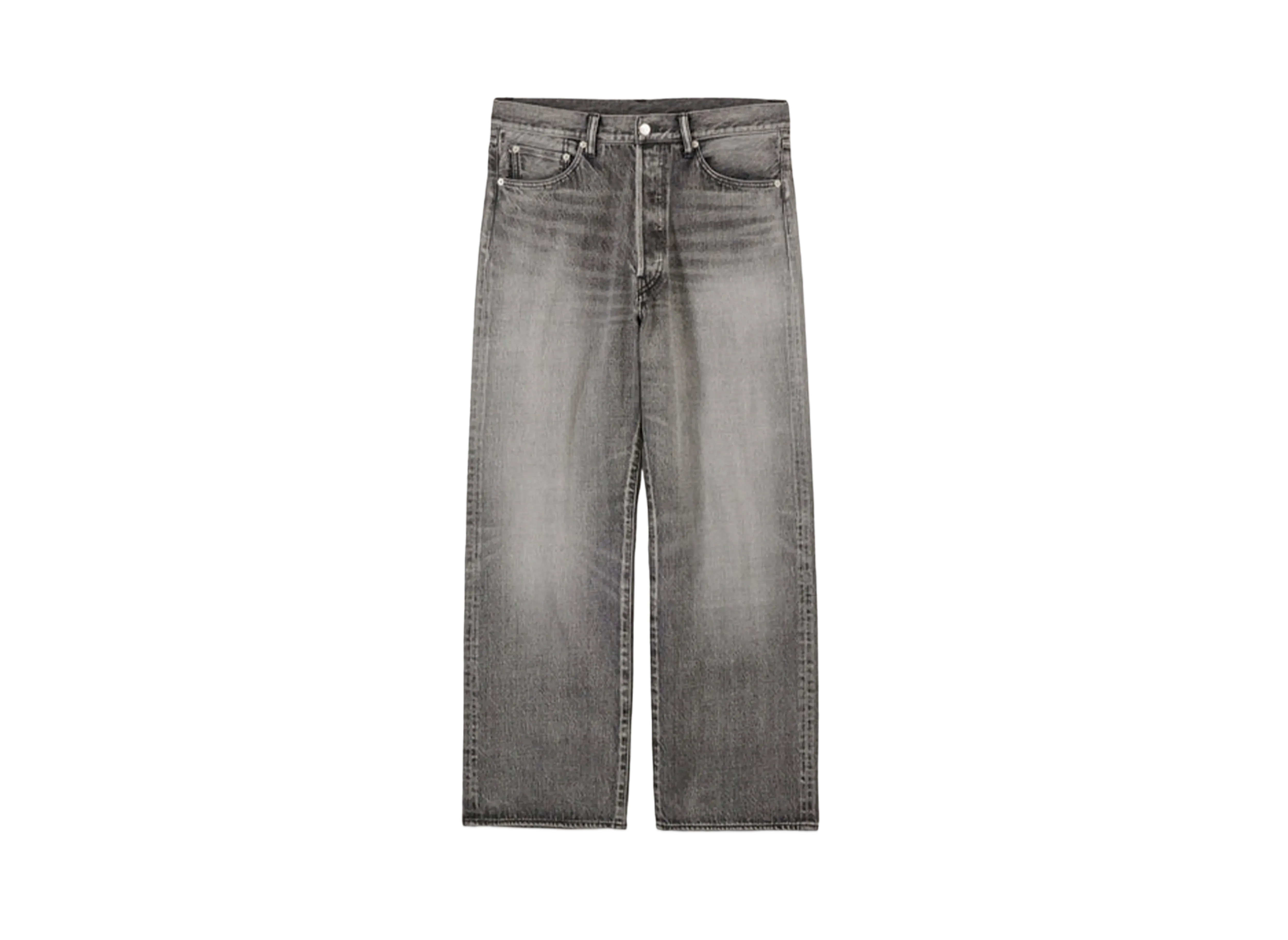 Graphpaper Selvage Denim Five Pocket Wide Straight Pants -Light Fade- "Black"