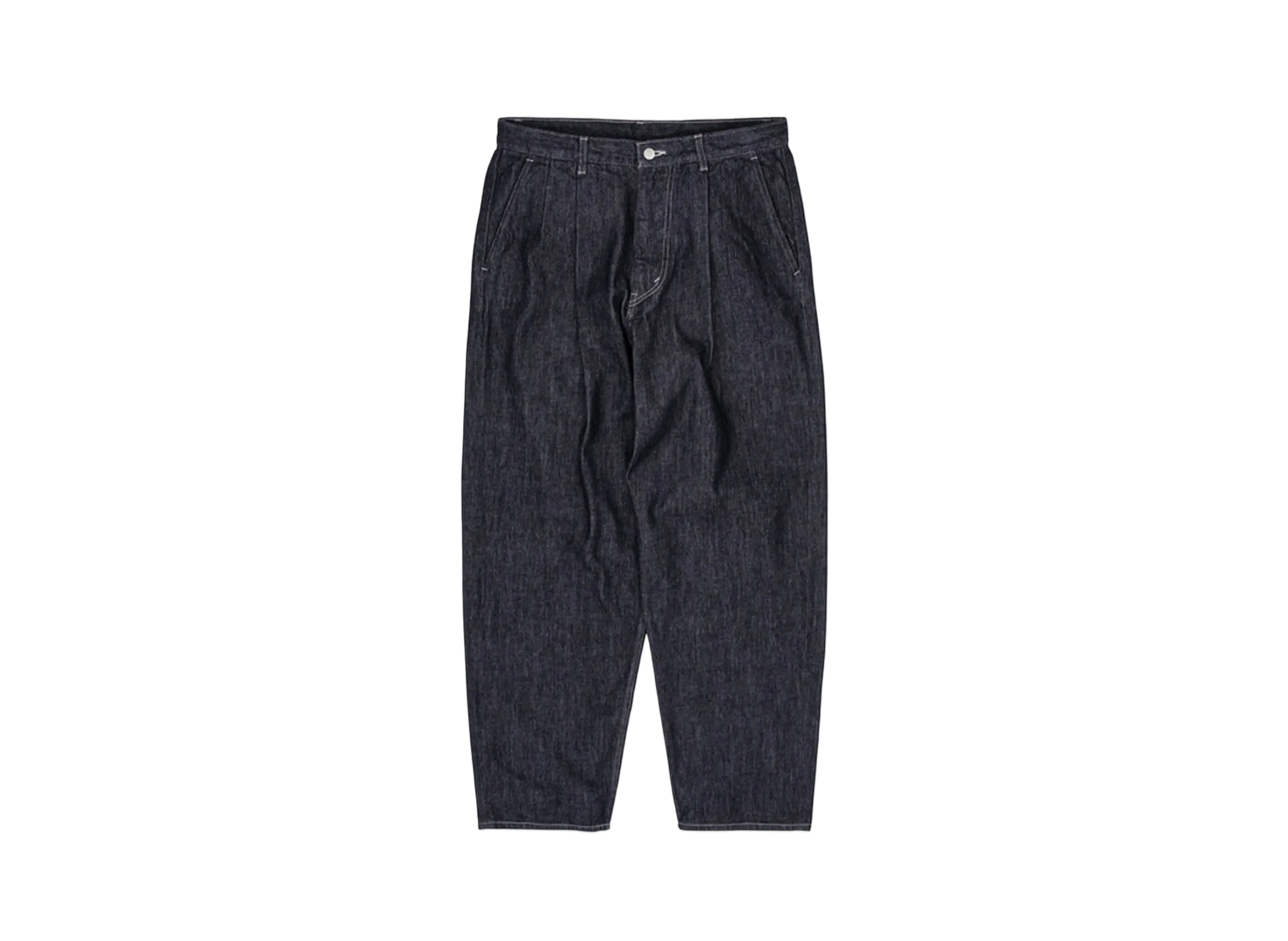 グラフペーパー カラーファストデニム ツータックテーパードパンツ "ネイビー"