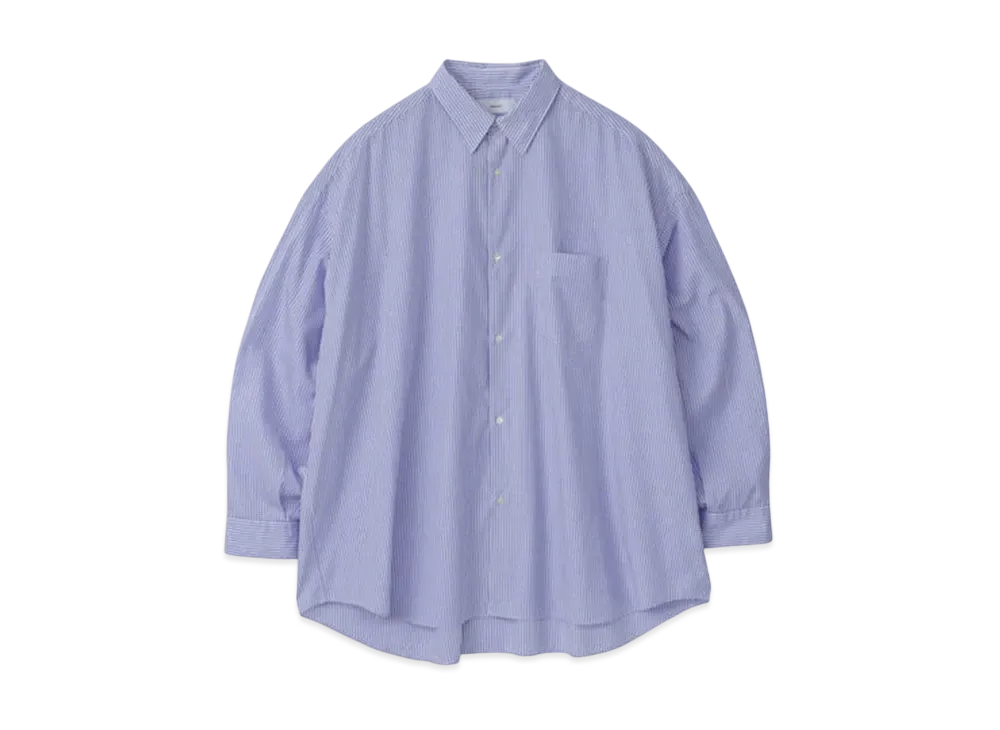 Graphpaper Broad L/S Oversized Regular Collar Shirt "Blue Stripe"