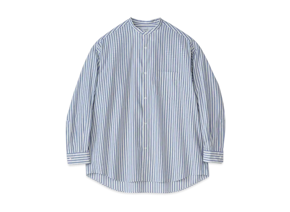 Graphpaper Broad L/S Oversized Band Collar Shirt "Yellow Stripe"