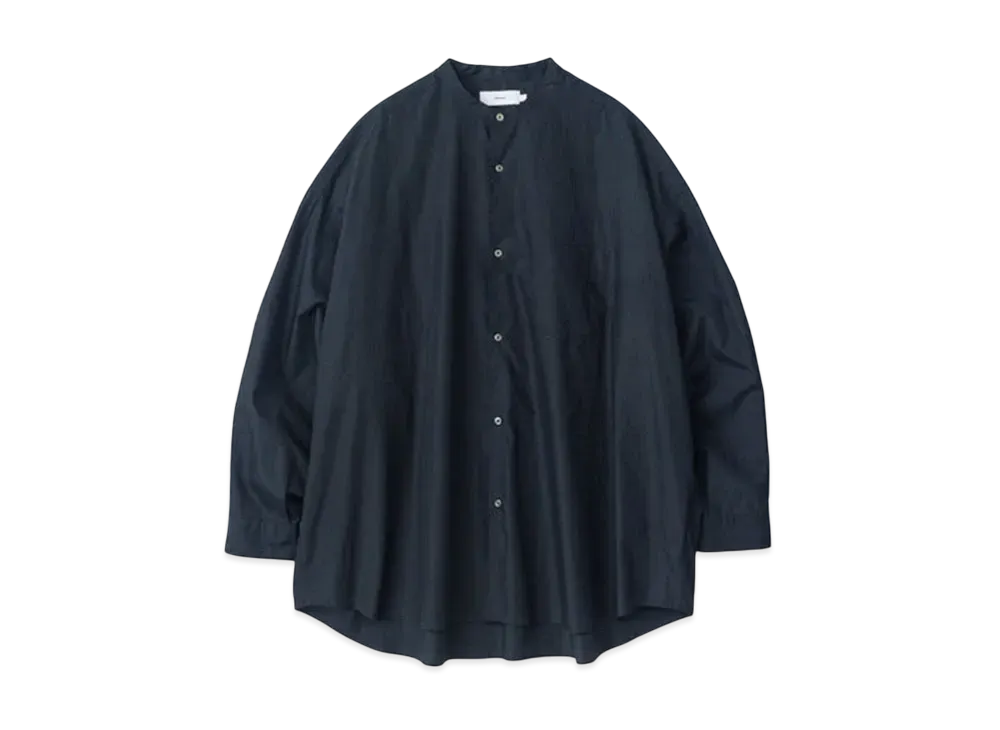 Graphpaper Broad L/S Oversized Band Collar Shirt "Green Stripe"