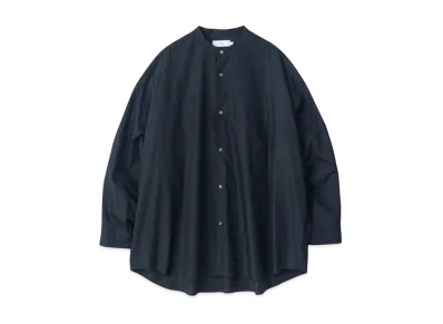 Graphpaper Broad L/S Oversized Band Collar Shirt "Green Stripe"