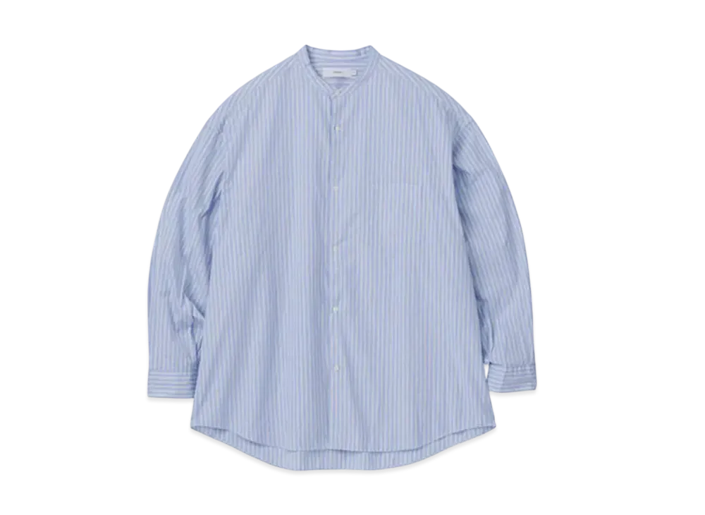 Graphpaper Canclini L/S Oversized Band Collar Shirt "Blue Stripe"