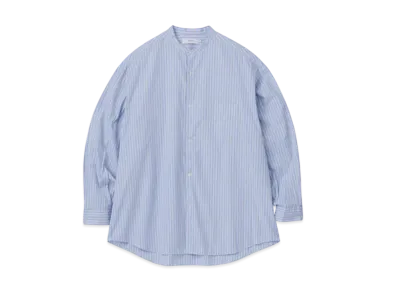 Graphpaper Canclini L/S Oversized Band Collar Shirt "Blue Stripe"