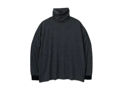 Graphpaper Wool Border L/S Turtle Neck Tee "Black/Gray"