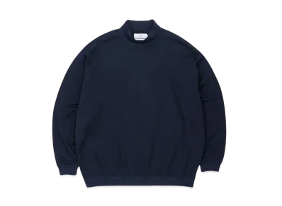Graphpaper Wool Honeycomb Mock Neck Thermal "Navy"
