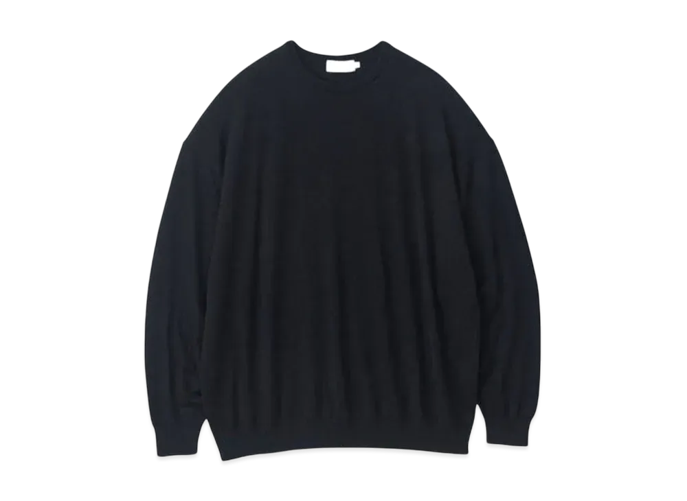 グラフペーパー ハイゲージ L/S クルーネックニット "ブラック"
