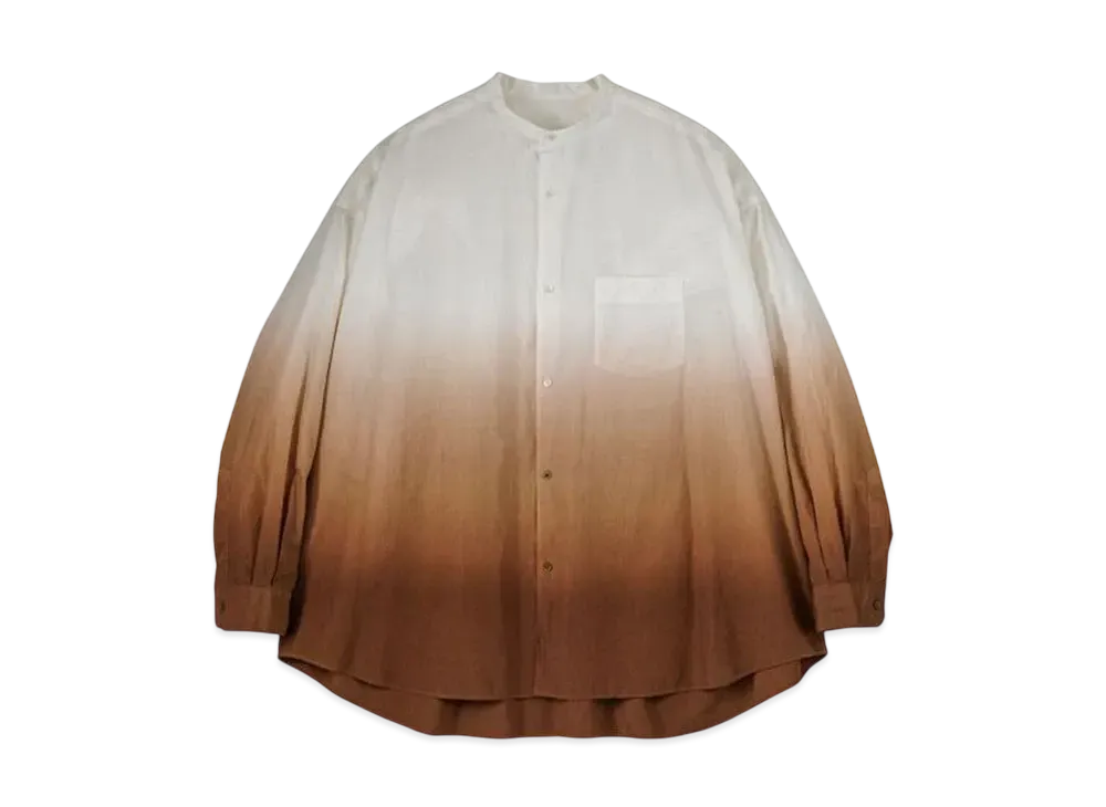 Graphpaper Broad L/S Oversized Band Collar Shirt "Brown"