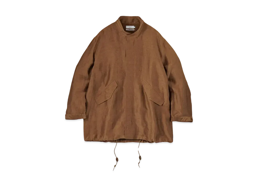 Graphpaper Back Satin Linen Cupro Short Mods Coat "Brown"