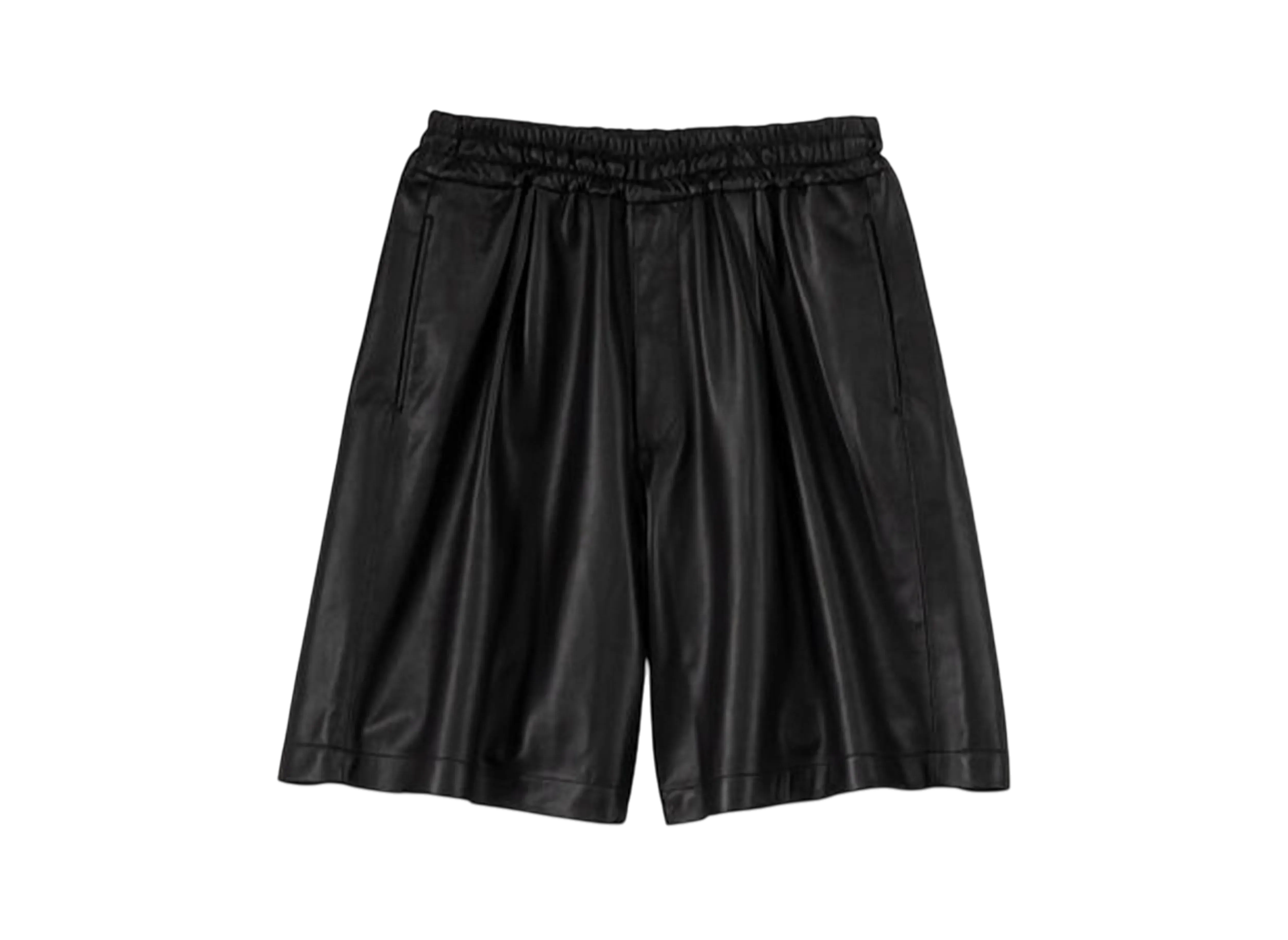 Graphpaper Lamb Leather Wide Shorts "Black"