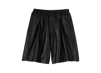 Graphpaper Lamb Leather Wide Shorts "Black"