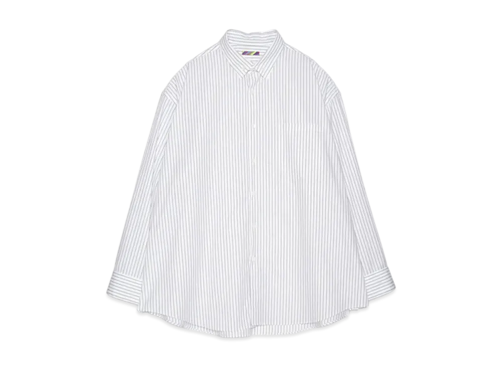 Graphpaper Nu Ventilation Long Sleeve Shirt "White/Navy Stripe"