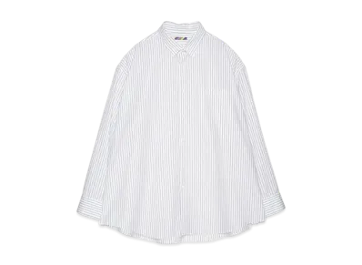 Graphpaper Nu Ventilation Long Sleeve Shirt "White/Navy Stripe"