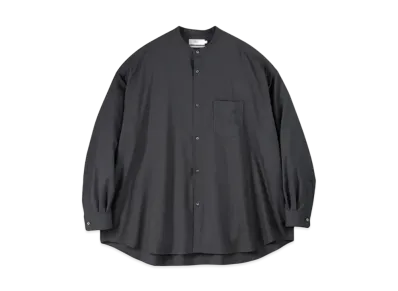 Graphpaper Extra Fine Wool L/S Oversized Band Collar Shirt "Gray"