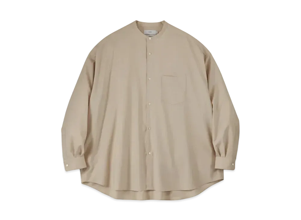 Graphpaper Extra Fine Wool L/S Oversized Band Collar Shirt "Beige"