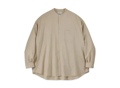 Graphpaper Extra Fine Wool L/S Oversized Band Collar Shirt "Beige"