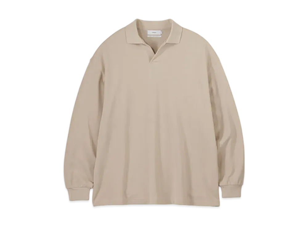 Graphpaper Cotton Pique Jersey L/S Skipper Polo "Beige"