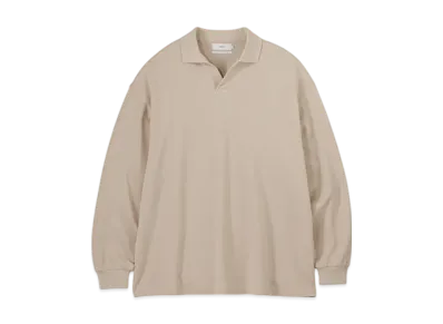 Graphpaper Cotton Pique Jersey L/S Skipper Polo "Beige"