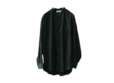 Graphpaper Deep Black Dyed Broad L/S Oversized Band Collar Shirt "Deep Black"