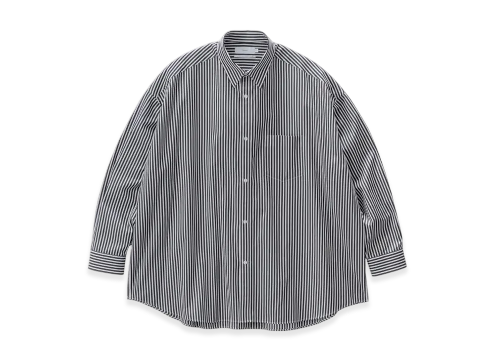 Graphpaper High Count Regular Collar Round Cut Oversized Shirt "Black Strype"