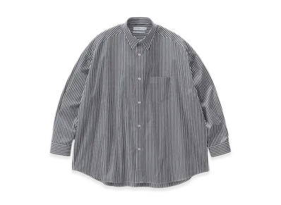 Graphpaper High Count Regular Collar Round Cut Oversized Shirt "Black Strype"