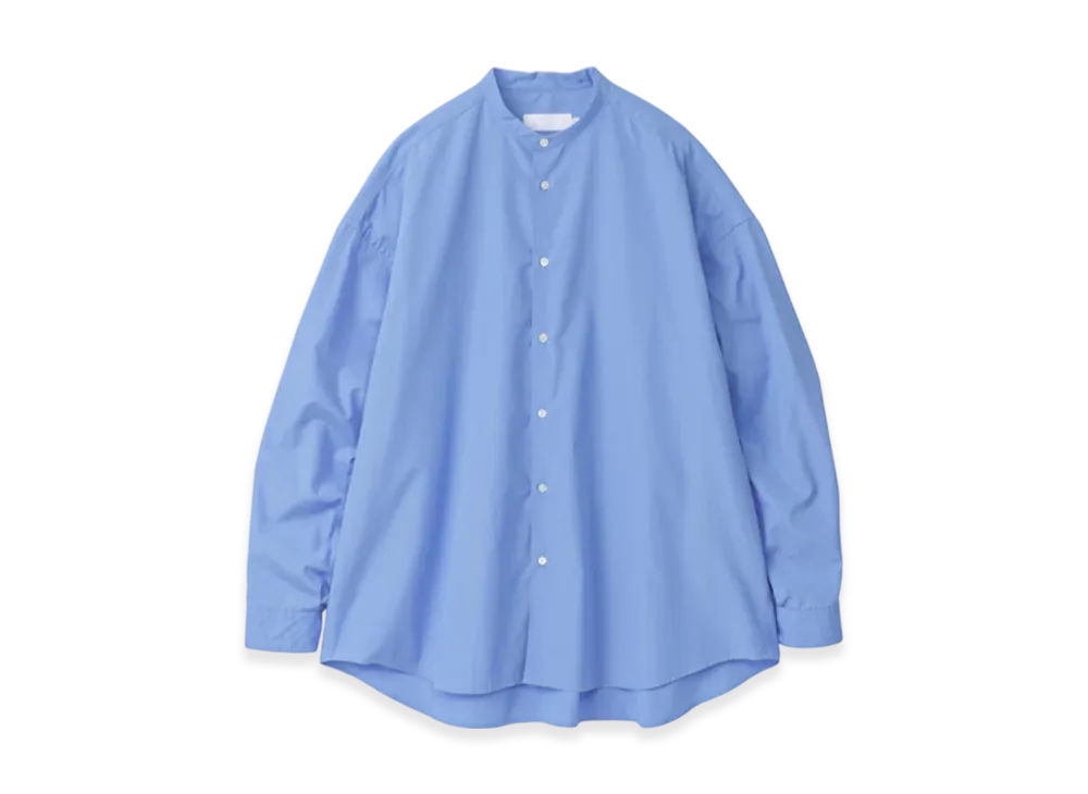 Graphpaper High Count Broad L/S Oversized Band Collar Shirt "Blue"
