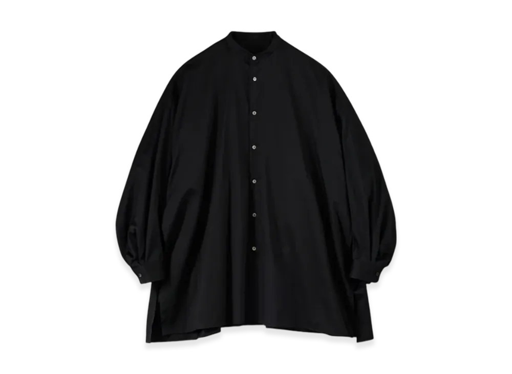 Graphpaper Silicon Poplin Deep Slit Band Collar Shirt "Black"