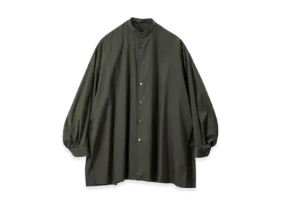 Graphpaper Silicon Poplin Deep Slit Band Collar Shirt "Green"