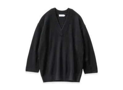 Graphpaper Mercerized Fine Wool Oversized V Neck Knit "Black"