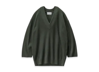 Graphpaper Mercerized Fine Wool Oversized V Neck Knit "Green"