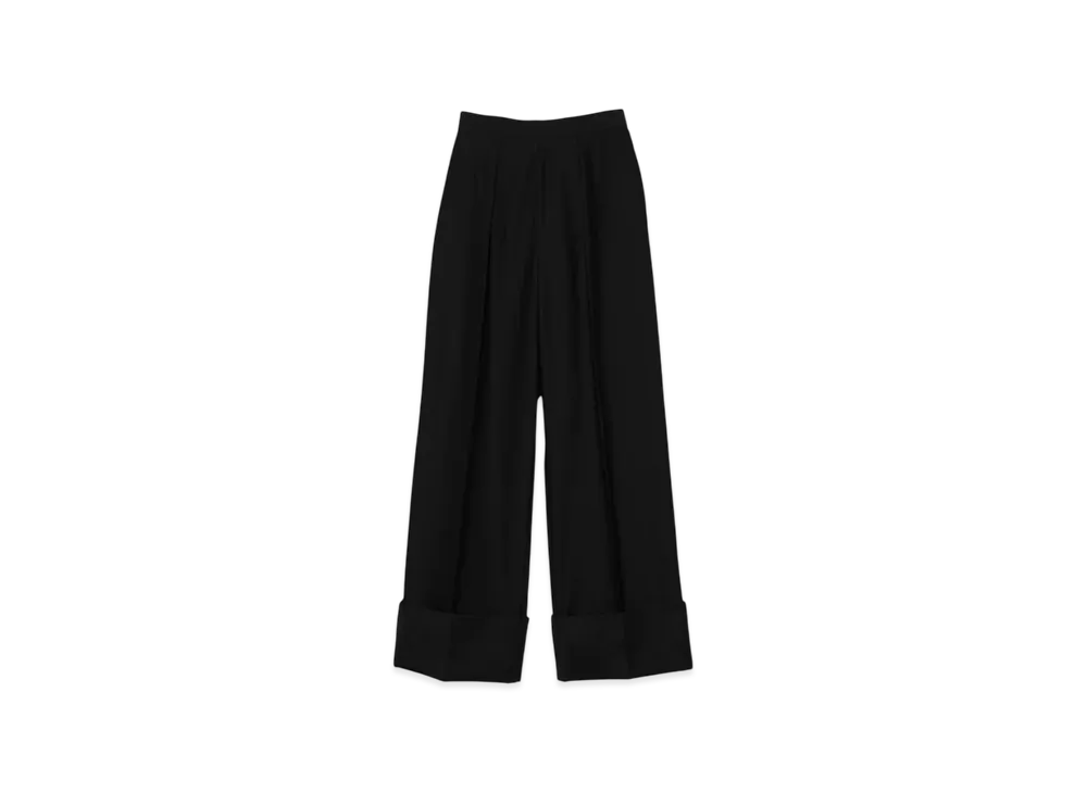Graphpaper Cotton Cupro Back Satin Wide Trousers "Black"