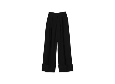 Graphpaper Cotton Cupro Back Satin Wide Trousers "Black"