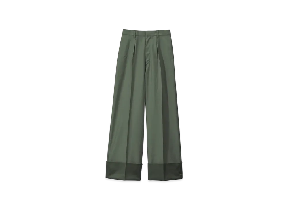 Graphpaper Cotton Cupro Back Satin Wide Trousers "Green"
