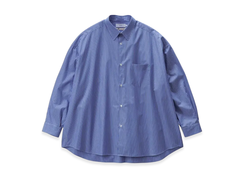 Graphpaper Sidogras L/S Oversized Regular Collar Shirt "Blue Strype"