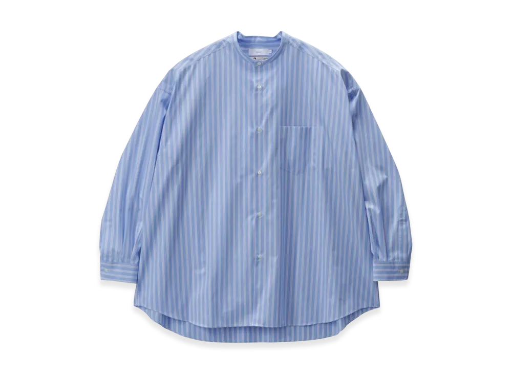 Graphpaper Sidogras L/S Oversized Band Collar Shirt "Yellow Pin Strype"
