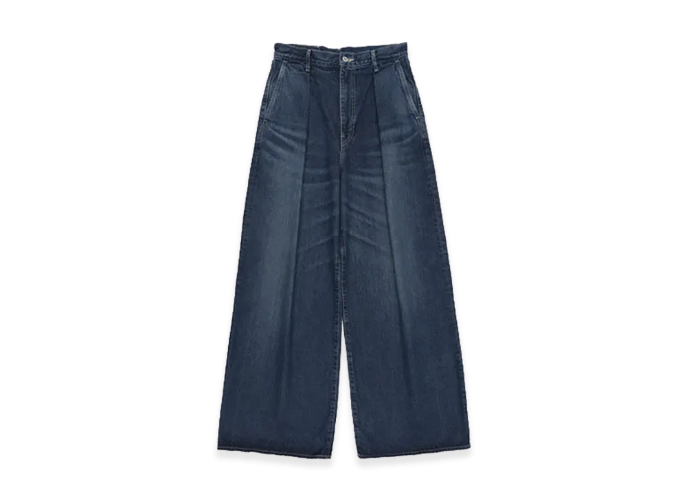 Graphpaper minus Recycled Cotton Denim Two Tuck Wide Pants "Dark Fade"