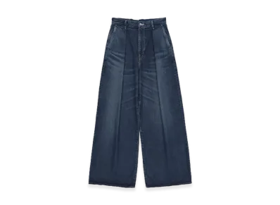 Graphpaper minus Recycled Cotton Denim Two Tuck Wide Pants "Dark Fade"