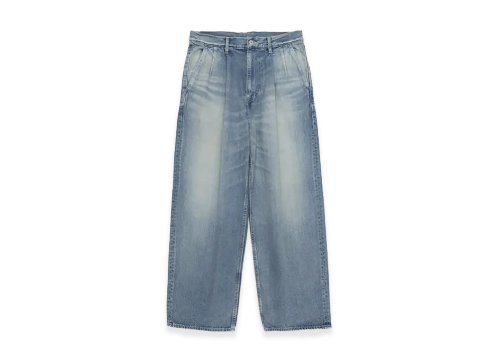 Graphpaper minus Recycled Cotton Denim Two Tuck Pants "Light Fade"