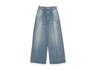 Graphpaper minus Recycled Cotton Denim Two Tuck Wide Pants "Light Fade"