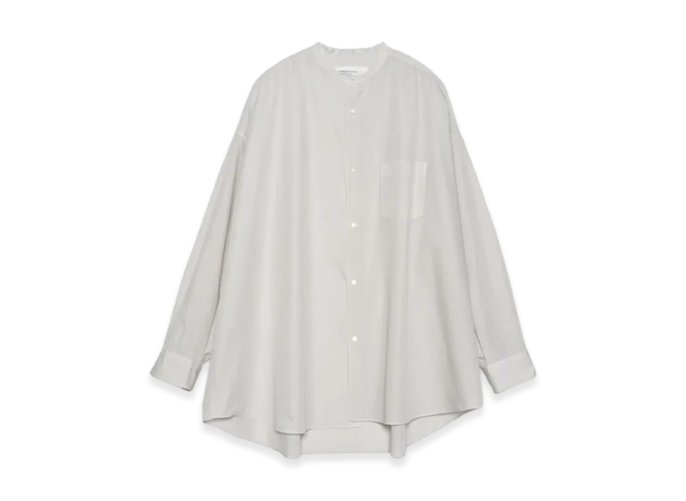 Graphpaper minus Botanical Dyed Broad L/S Oversized Band Collar Shirt "Light Gray"