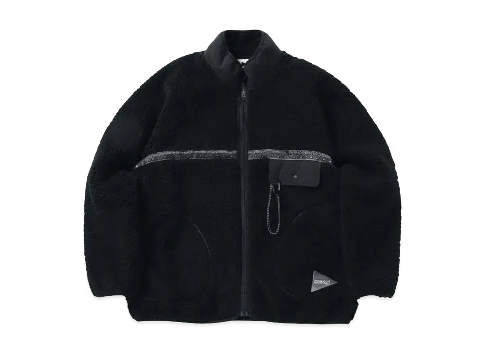 GRAMICCI x and wander Women's JQ Tape Fleece Jacket "Black"