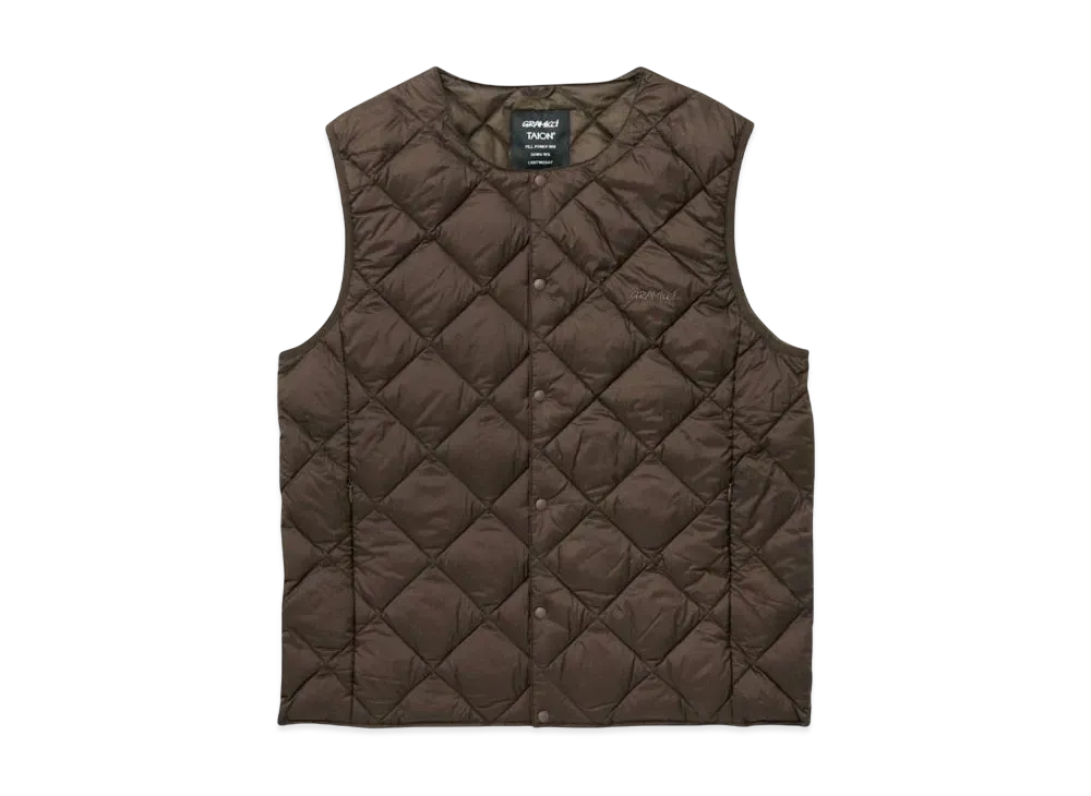 GRAMICCI x TAION Inner Down Vest "Dark Brown"
